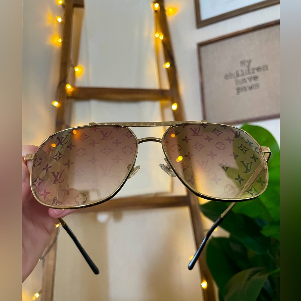 Gold sunglasses with lv logo